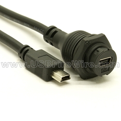 Waterproof USB Mini-B Mountable Cable