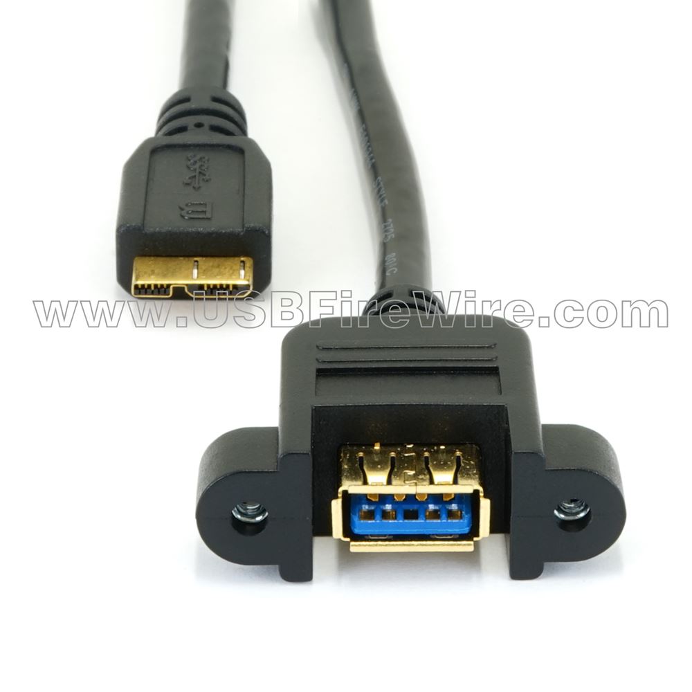 USB 3 Micro-B to<br> Panel Mount A - 877.522.3779 